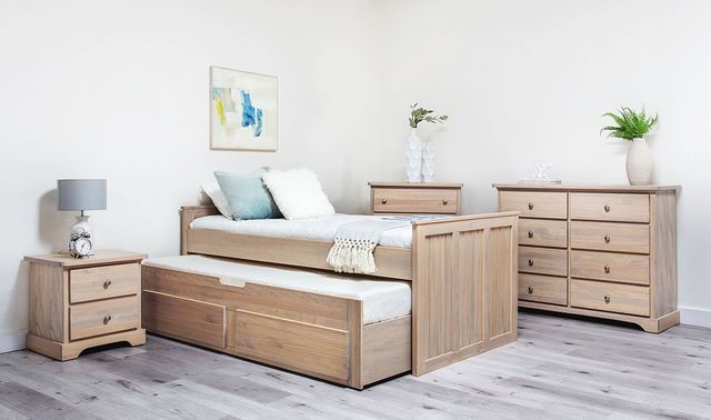 Mako Wood Furniture Youth Collection Pine Twin Panel Bed with Trundle-3