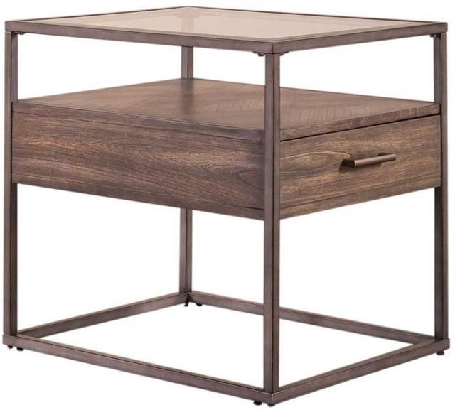 Liberty Furniture Jamestown Glass Top End Table with Tobacco Base-0