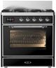Ilve® Majestic III 30" Glossy Black Pro Style Dual Fuel Liquid Propane Range with Triple Glass Door and Chrome Trim-0