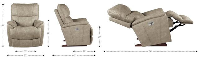 La-Z-Boy® Trouper Walnut Leather Power Rocking Recliner with Headrest-3