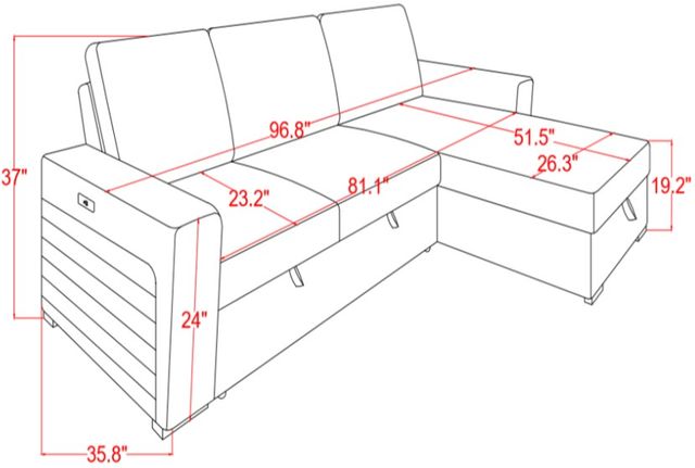 Global Furniture USA U1830 Blanche Black/Charcoal Sleeper Sofa with USB-2