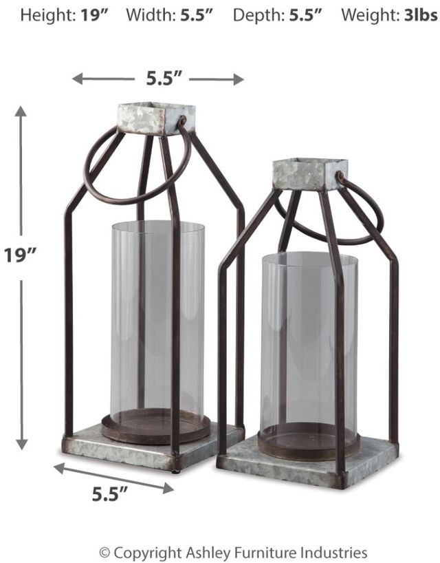 Signature Design by Ashley® Diedrick Gray/Black Lantern Set-1