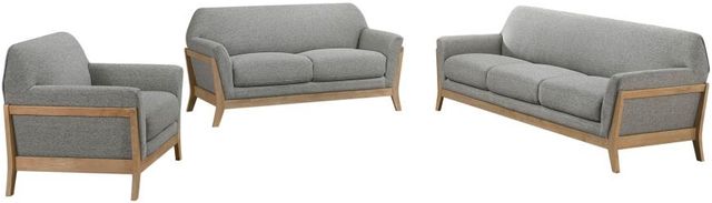 Coaster® Vaughn 3-Piece Gray Upholstered Flared Arm Sofa Set-0