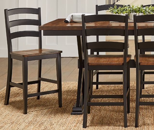 A-America® Stormy Ridge Chickory/Slate Black Ladderback Counter Stool-1