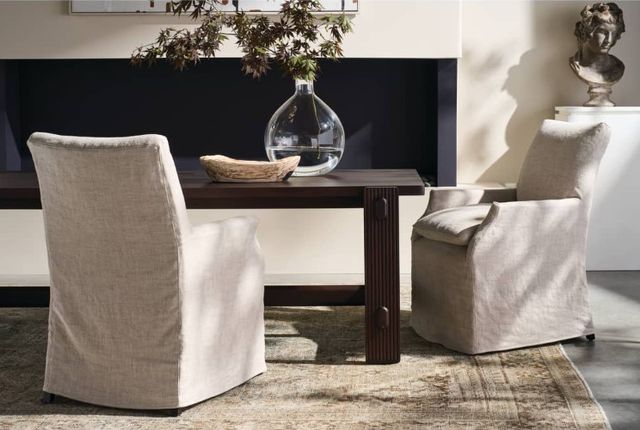Rowe® Customizable Cece Slipcovered Dining Arm Chair with Caster-1
