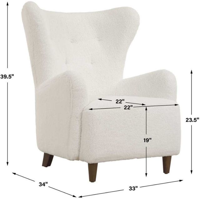 Uttermost® Ingel White Wingback Armchair-2