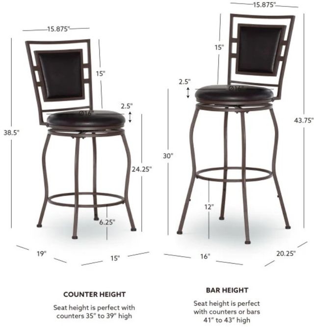 Linon Townsend 3-Piece Dark Brown Adjustable Stool Set-2