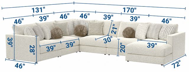 Jackson Furniture Ritzy 6-Piece Bone Right-Arm Facing Sectional and Chaise-2