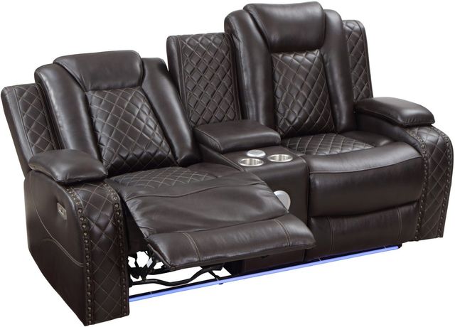 New Classic® Home Furnishings Joshua Brown Console Loveseat with Dual Recliners-2