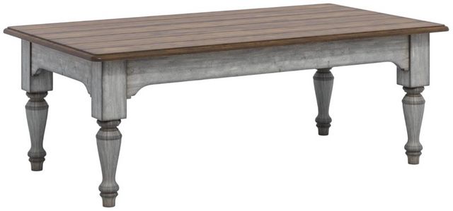 Flexsteel® Plymouth® Brown Top Coffee Table with Distressed Graywash Base