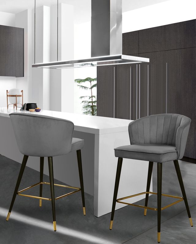 Meridian Furniture Cassie Gray Velvet Counter Stool-3