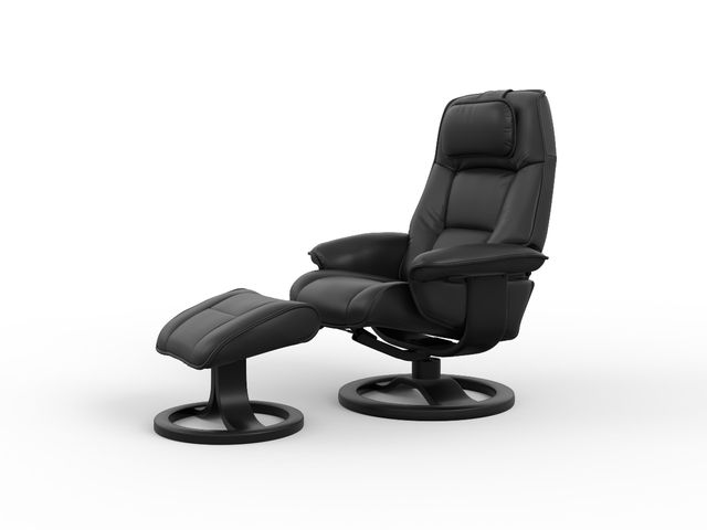 Fjords® Classic Comfort Admiral "R-base" Black Large Recliner with Footstool-3
