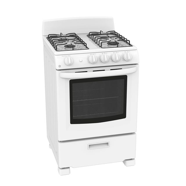 GE® 24" White Freestanding Gas Range with Storage Drawer-1