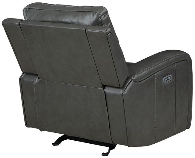 New Classic® Home Furnishings Linton Gray Leather Power Glider Recliner-3