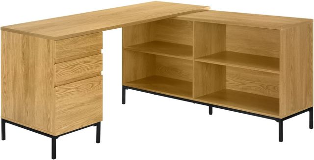 Monarch Specialties Inc. Light Oak L-Shaped Office Desk-0
