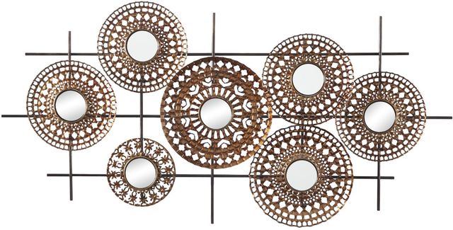 Deco Marche Brown Round Mirrored Wall Decor-0