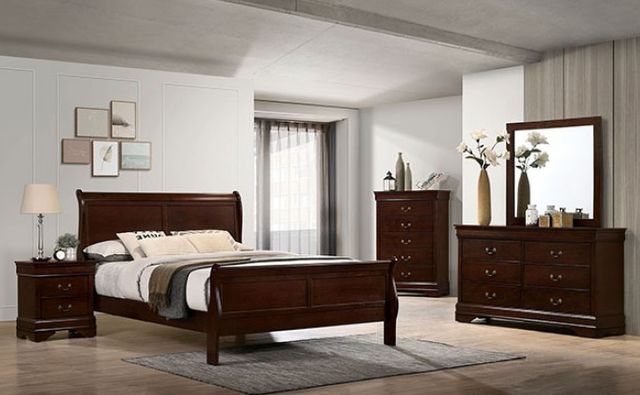 Furniture of America® Louis Philippe 4-Piece Dark Cherry Queen Bedroom Set-0