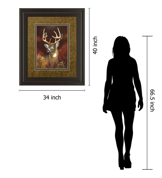 Classy Art “Deer Portrait” By Leo Stans Red 34 in. x 40 in. Double Matted Framed Print Wall Art-3