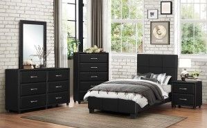 Mazin Furniture Lorenzi Black Twin Bed-1