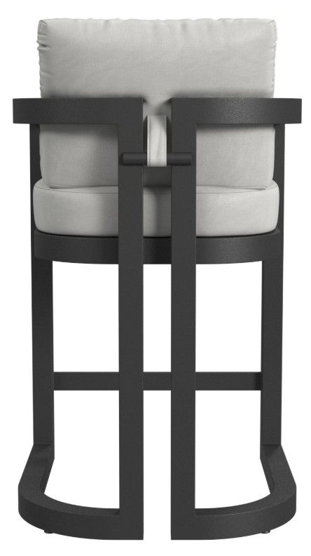 Sunset West Malibu Matte Coal Aluminum Outdoor Bar Stool with Cast Silver Cushion-3