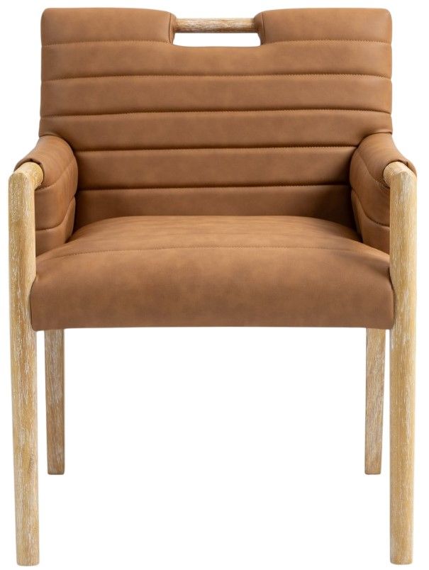 Meridian Furniture Aimee Cognac/Natural Leather Dining Arm Chair-1