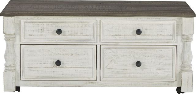Signature Design by Ashley® Havalance Gray Lift-Top Coffee Table with Distressed Vintage White Base-1