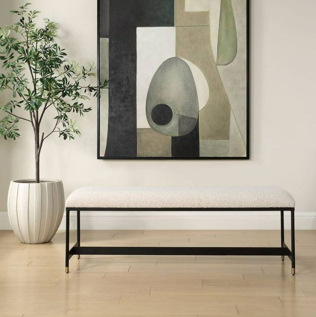 Uttermost® Halston Matte Black/Off-White Bench-1