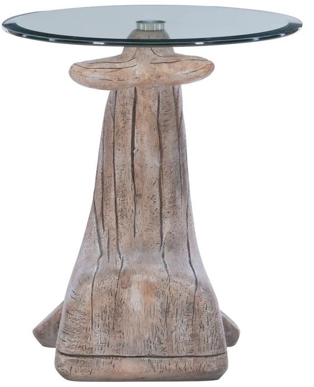 Powell® Wally The Whale Glass Top Side Table with Driftwood Base-3