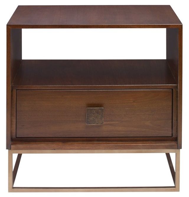 Uttermost® Bexley Dark Walnut Side Table with Antique Brass Base-3