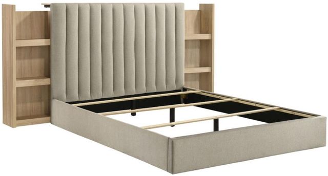 Coaster®  Arielle Light Oak/Light Tan Eastern King Bookcase Panel Storage Bed-1