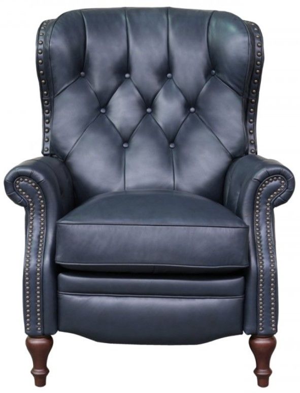 BarcaLounger® Kendall Shoreham Blue Leather Manual Recliner-2