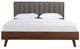 Mazin Furniture Sasha Grey/Walnut Queen Upholstered Platform Panel Bed-1