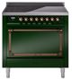 Ilve® Nostalgie II Noblesse 36'' Emerald Green Pro Style Induction Range with Burnished Trim-0