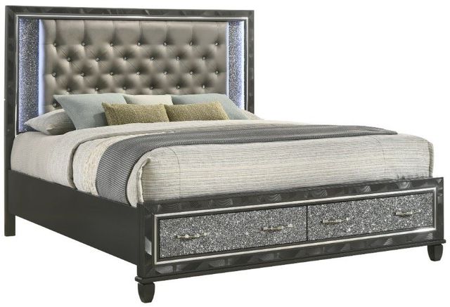New Classic® Home Furnishings Radiance Black Pearl California King Panel Storage Bed-0