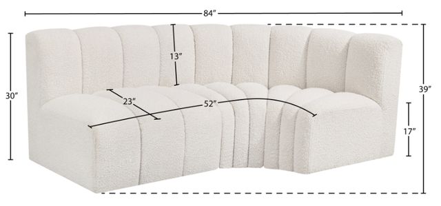 Meridian Furniture Arc 3-Piece Cream Modular Sectional-3