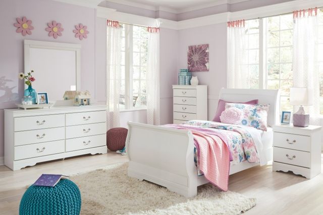 Signature Design by Ashley® Anarasia 3-Piece White Twin Sleigh Bed Set-4