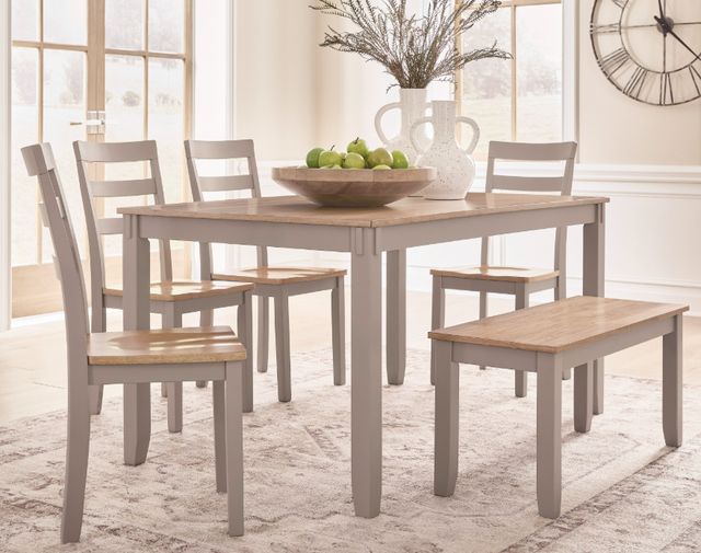 Signature Design by Ashley® Harperfeld 6-Piece Gray/Natural Dining Table Set-1