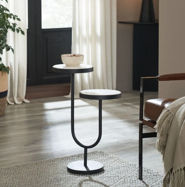 Renwil® Ambra Natural Side Table with Matte Black Base-1