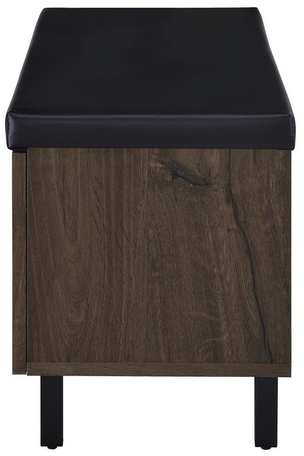 Coaster® Brixton Black/Smoked Oak Entryway Shoe Storage Bench-4