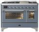 Ilve® Majestic III 48" Blue Gray Pro Style Dual Fuel Liquid Propane Range with Triple Glass Door and Chrome Trim-0