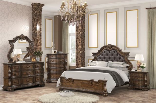 Furniture of America® Leovanni 4-Piece Dark Brown Queen Bedroom Set-0