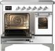 Ilve® Majestic III 40" White Pro Style Induction Range with Triple Glass Door and Chrome Trim-1