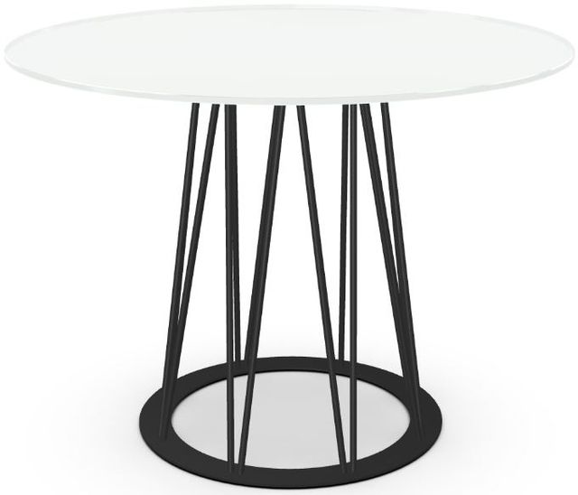Amisco Customizable Calypso White Glass Dining Table with 42" Tabletop -3