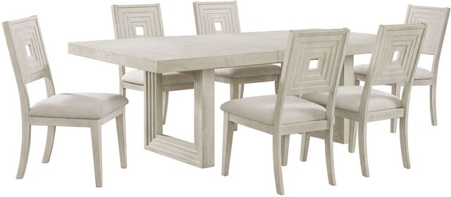 Elements International Avalanche 7-Piece Antique White Dining Set-0