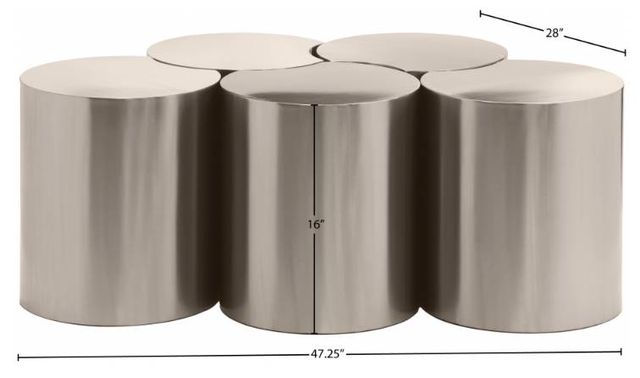 Meridian Furniture Dimple 5-Piece Silver 16" Modular Nesting Coffee Table Set-3