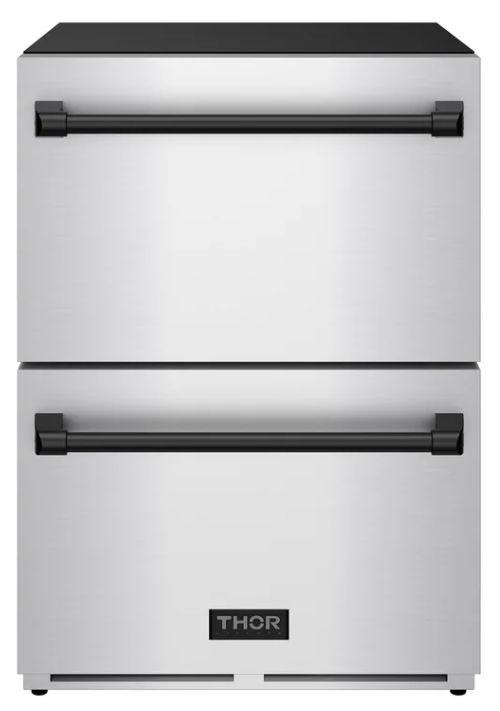Thor Kitchen® Gordon Ramsay 24" 5.4 Cu. Ft. Stainless Steel Outdoor Under-Counter Refrigerator with Black Handle-0