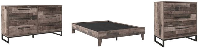 Signature Design by Ashley® Neilsville 3-Piece Multi Gray Queen Platform Panel Bed Set-0
