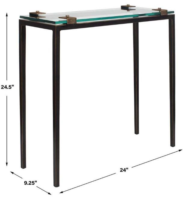 Uttermost® Averona Bronze Glass Top Accent Table-2