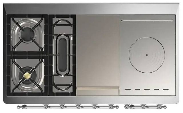 Ilve® Majestic III 48" Custom Pro Style Dual Fuel Liquid Propane Range with Triple Glass Door and Chrome Trim-2