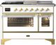 Ilve® Majestic III 48" White Pro Style Dual Fuel Natural Gas Range with 5 Black Brass Burners and Brass Trim-0